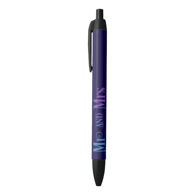 Mr and Mrs Black Ink Pen (Top (Vertical))