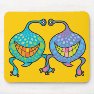 Mr. and Mrs. Blob Cartoon Fun Alien Gift Mousepad
