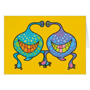 Mr. and Mrs. Blob Cartoon Fun Alien Note / Card