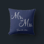 Mr. and Mrs. Blue Nautical Wedding Pillows<br><div class="desc">Mr. and Mrs. blue nautical wedding pillows with changeable text</div>