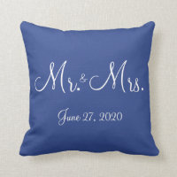 Mr. and Mrs. Blue Nautical Wedding Pillows