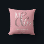 Mr and Mrs Blush Pinkt Modern Wedding Gift Cushion<br><div class="desc">Mr and Mrs Gold Script Elegant Modern Wedding Gift Throw Pillow. Perfect keepsake gift for your favourite newly weds,  couple and wedding party. Easy to customise. Get yours today!</div>