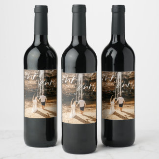 Mr. and Mrs. Boho Minimalist Modern Wedding Wine Label