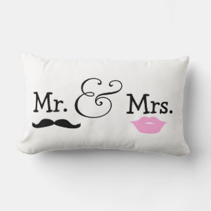 Mr and Mrs Bride And Groom Wedding Gift Lumbar Cushion