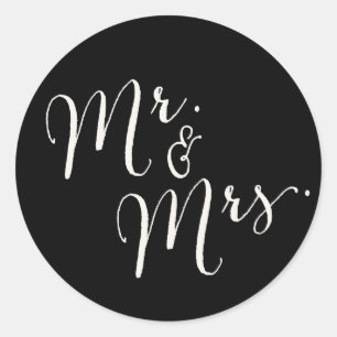 Mr and Mrs Calligraphy Script Wedding Stickers