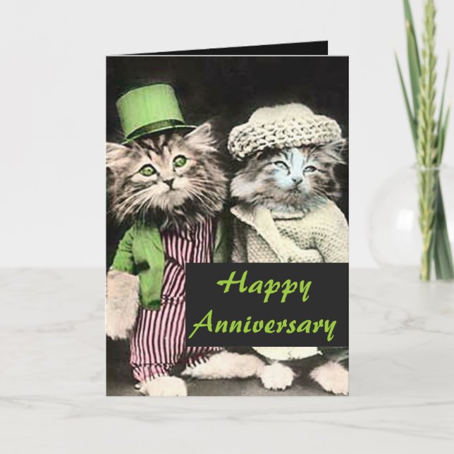 Mr and Mrs Cat Anniversary Card (Front)
