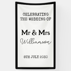 Mr And Mrs Celebration Black And White Banner