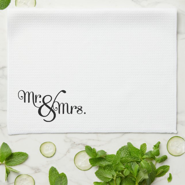 Mr. and Mrs. Classy Black Tea Towel (Folded)