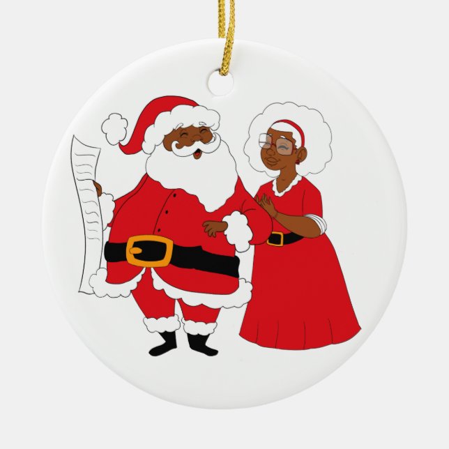 Mr. and Mrs. Claus Ceramic Tree Decoration (Front)