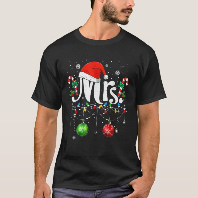 Mr And Mrs Claus Christmas Couples Matching His An T-Shirt (Front)