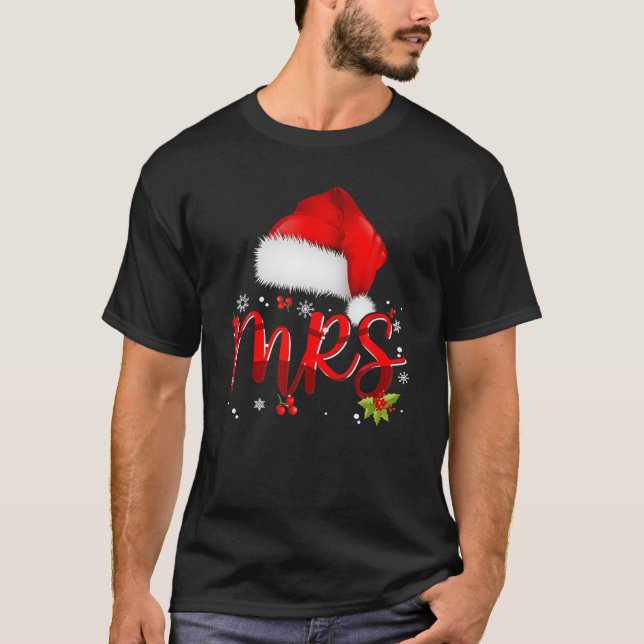 Mr And Mrs Claus Christmas Matching Couples Pajama T-Shirt (Front)