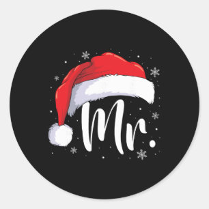 Mr And Mrs Claus Couples Matching Christmas Pajama Classic Round Sticker