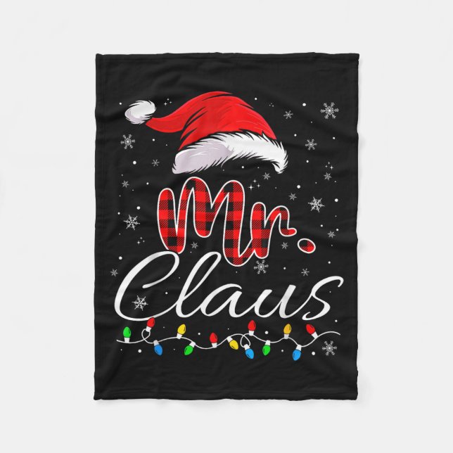 Mr And Mrs Claus Couples Matching Christmas Pajama Fleece Blanket (Front)