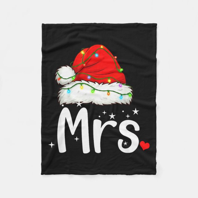 Mr And Mrs Claus Couples Matching Christmas Pajama Fleece Blanket (Front)