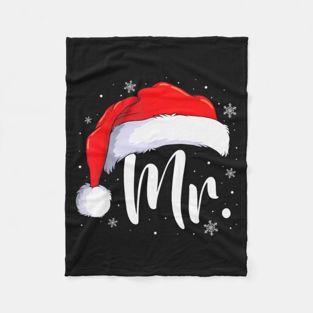 Mr And Mrs Claus Couples Matching Christmas Pajama Fleece Blanket (Front)