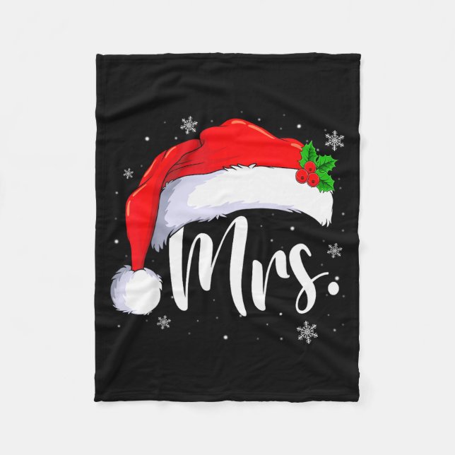Mr And Mrs Claus Couples Matching Christmas Pajama Fleece Blanket (Front)