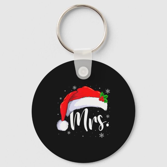 Mr And Mrs Claus Couples Matching Christmas Pajama Key Ring (Front)