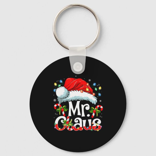 Mr And Mrs Claus Couples Matching Christmas Pajama Key Ring (Front)