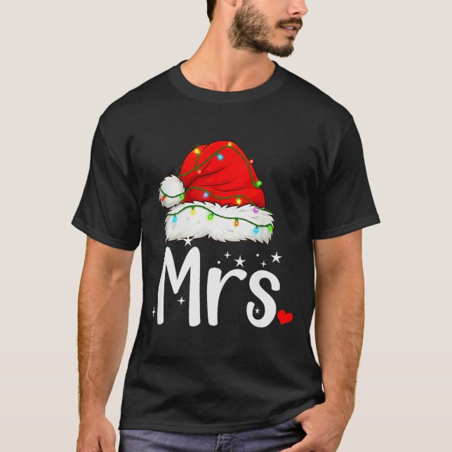 Mr And Mrs Claus Couples Matching Christmas Pajama T-Shirt (Front)