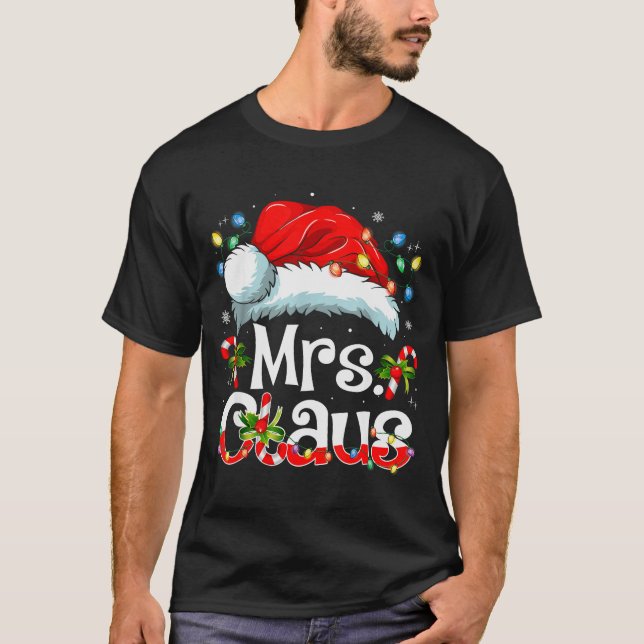 Mr And Mrs Claus Couples Matching Christmas Pajama T-Shirt (Front)