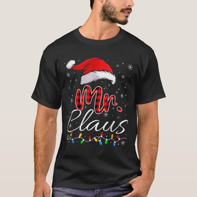 Mr And Mrs Claus Couples Matching Christmas Pajama T-Shirt (Front)