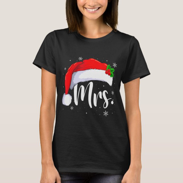 Mr And Mrs Claus Couples Matching Christmas Pajama T-Shirt (Front)