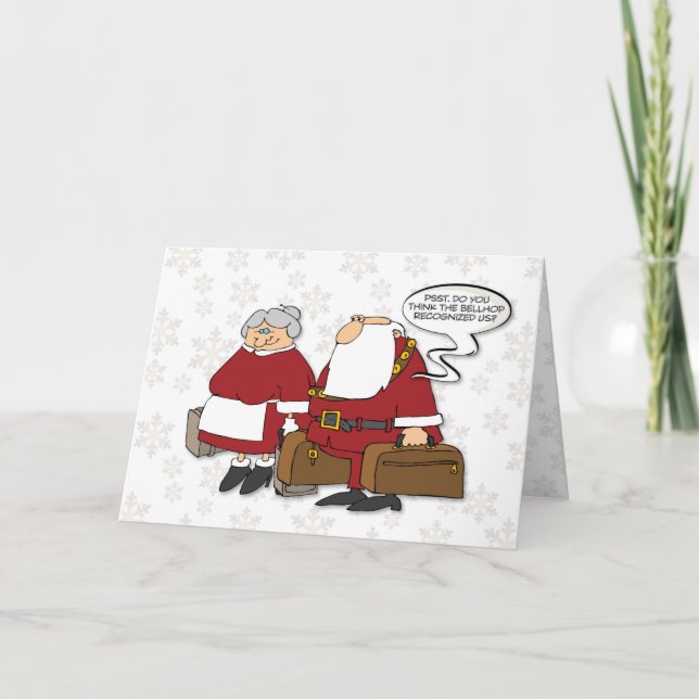 Mr. and Mrs. Claus Go to Cancun Funny Christmas Holiday Card (Front)