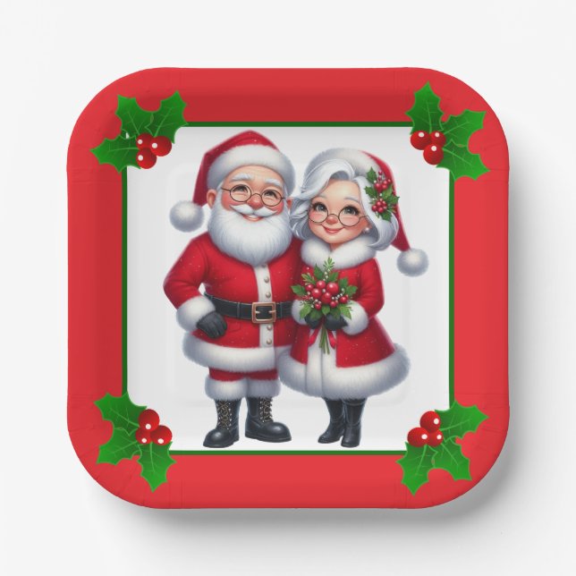 Mr. And Mrs. Claus  Paper Plate (Front)