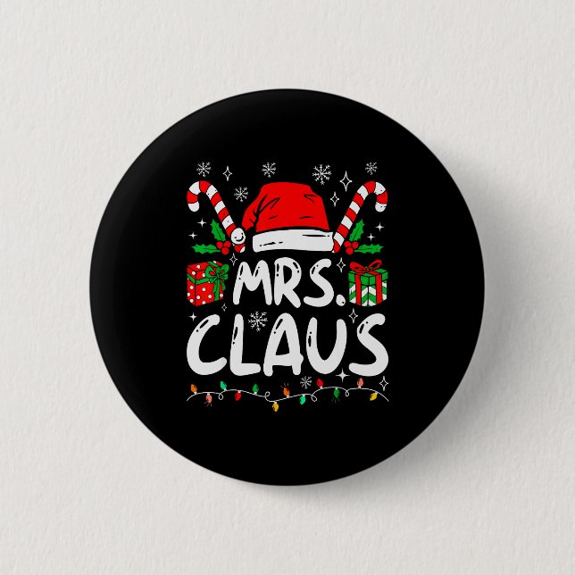 Mr And Mrs Claus Santa Hat Couples Family Christma 6 Cm Round Badge (Front)