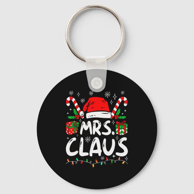 Mr And Mrs Claus Santa Hat Couples Family Christma Key Ring (Front)