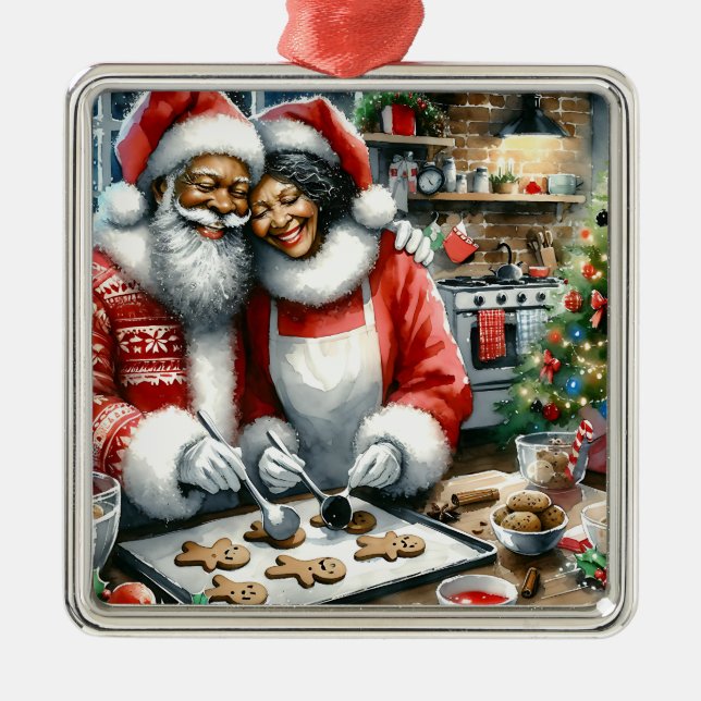 Mr and Mrs Clause Cute Christmas   Metal Tree Decoration (Front)