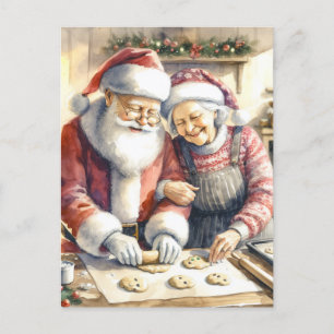 Mr and Mrs Clause Cute Christmas Personalised Postcard
