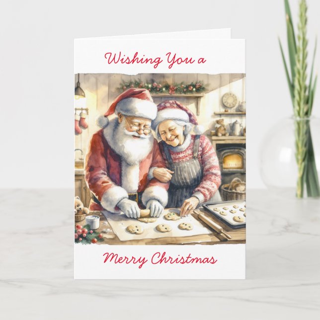 Mr and Mrs Clause Cute Personalised Christmas  Card (Front)