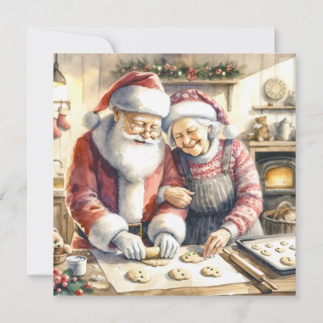 Mr and Mrs Clause Cute Personalised Christmas  Card (Front)