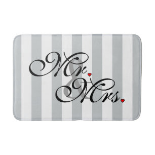 Mr. and Mrs. Click to Customise Colour Stripes Bath Mat