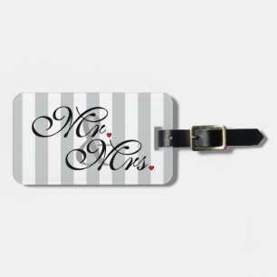Mr. and Mrs. Click to Customise Colour Stripes Luggage Tag