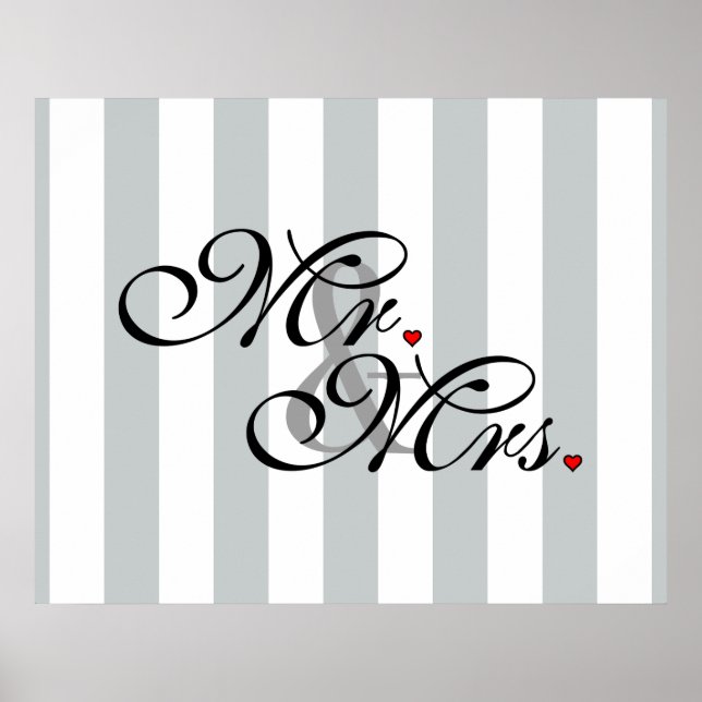 Mr. and Mrs. Click to Customise Colour Stripes Poster (Front)