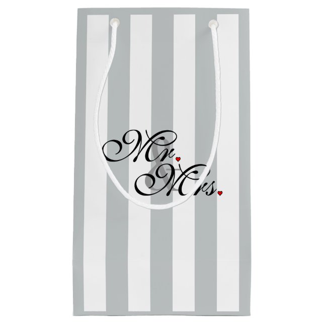 Mr. and Mrs. Click to Customise Colour Stripes Small Gift Bag (Front)