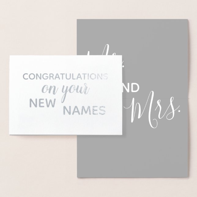Mr. and Mrs. Congratulations Elegant Brushstroke Foil Card (Display)