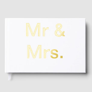 Mr and Mrs couple name monogram text simple minima Guest Book