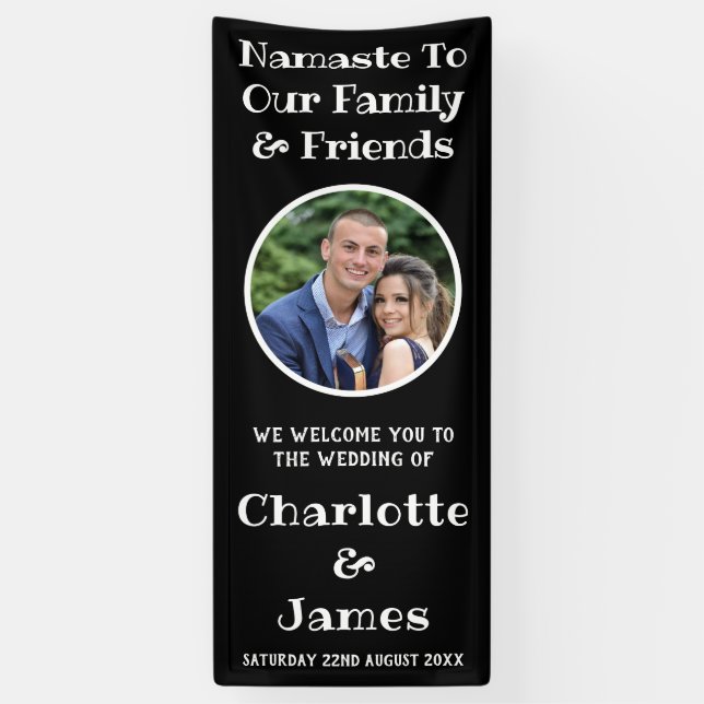Mr And Mrs Couple Photo Black And White Welcome Banner (Vertical)