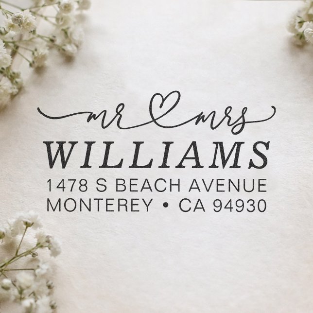 Mr And Mrs Couple Return Address Rubber Stamp (Creator Uploaded)