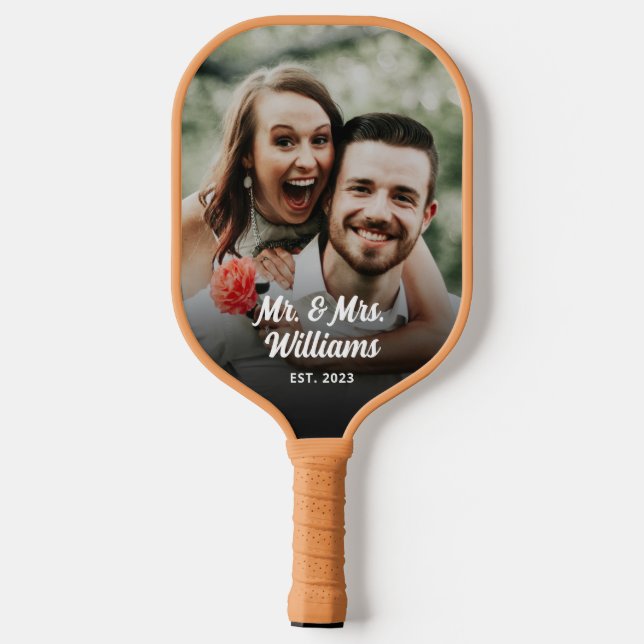 Mr. and Mrs. Custom Photo Personalised Pickleball Paddle (Back)