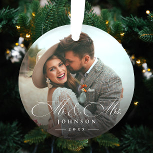 Mr and Mrs Custom Photo Wedding  Ornament