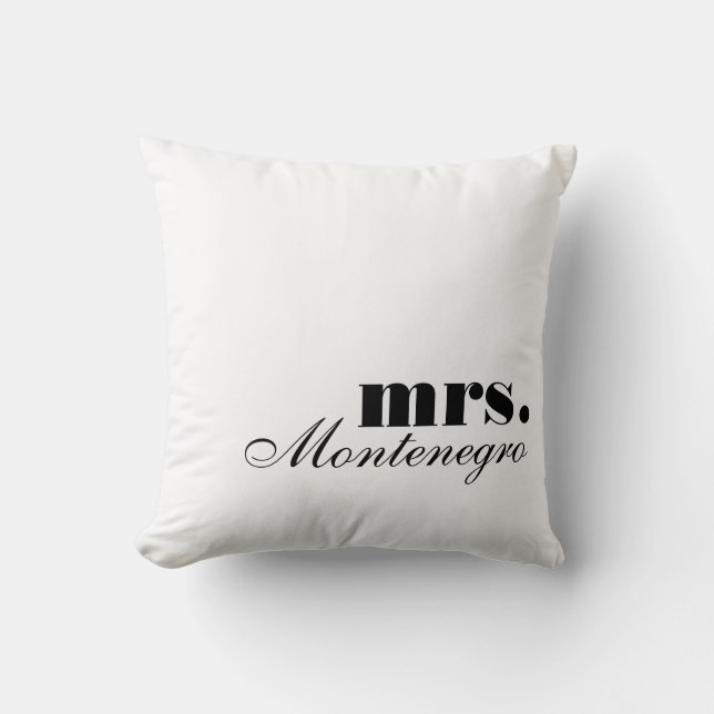Mr. and Mrs. Custom Throw Pillows | Black & White (Front)
