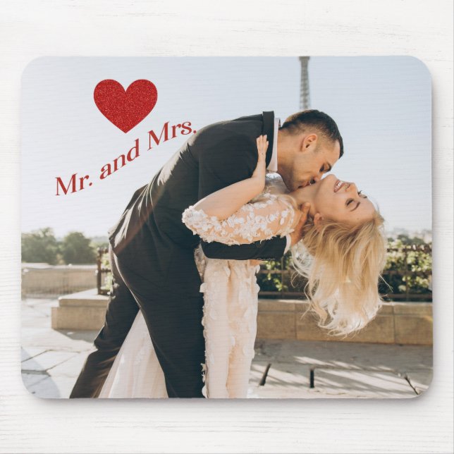 Mr. and Mrs. Custom Wedding Photo  Mouse Mat (Front)
