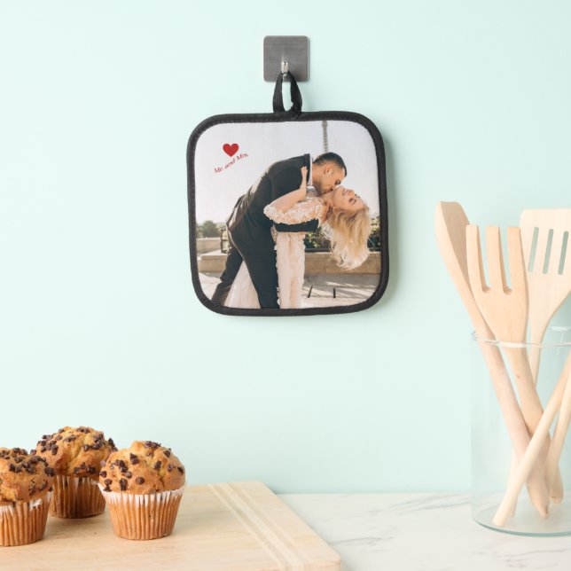 Mr. and Mrs. Custom Wedding Photo  Pot Holder (Insitu(Hanging))