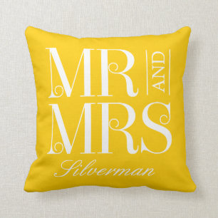 Mr and Mrs Custom Wedding Throw Pillow