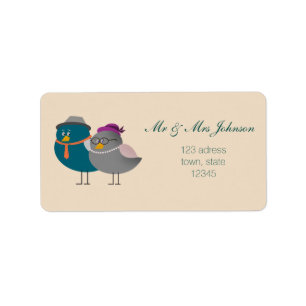 Mr and Mrs Cute Birds Cartoon Address Label