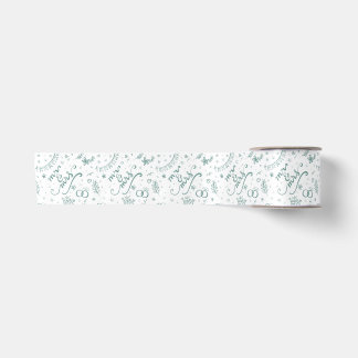 Mr and mrs cute doodles in sage satin ribbon
